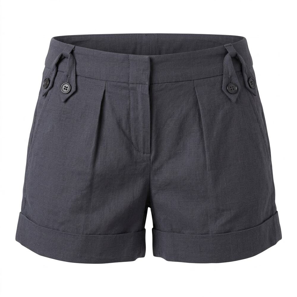 Bcbgmaxazria Gray Stretch Cuffed Button Tab Waist Shorts Women Size 2